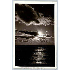 Postcard RPPC Sunset On Lake Michigan picture