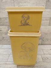 VTG Blisscraft Etched 2 Mushroom Retro Food Storage Canister Lids Harvest Gold   picture