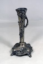 Vintage (1) Ornate Detailed Candlestick Holder Cast Silver Tone Metal Floral 6