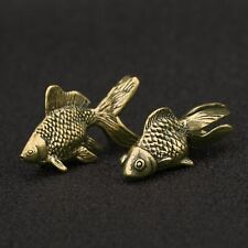 1 Pairs Brass Fish Figurines Small Statue Home Ornaments Animal Figurines Gift picture
