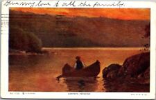 Campers Paradise Man in Boat Painting 1911 Divided Back Antique Postcard B34 picture
