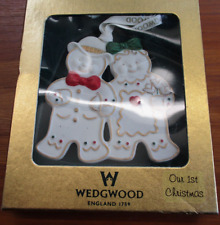 Wedgwood China Our 1st Christmas Ornament Gingerbread Man Woman Porcelain HTF picture