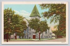 Congregational Church Owosso Michigan Linen Postcard No 4828 picture