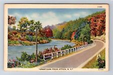 Attica NY-New York, General Greeting, Scenic Fall Road, Vintage Postcard picture