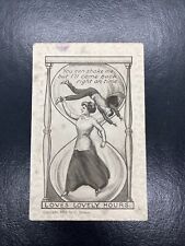 Postcard Woman Hourglass Loves Lovely Hours Damaged Stained 1911 As Is picture
