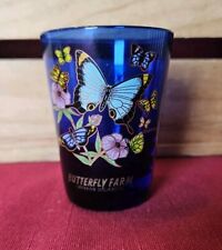 Cayman Islands Butterfly Farm Blue Glass Shot Glass With Butterfly Design picture