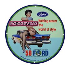 CAR OIL  Ford 1958  PORCELAIN VINTAGE STYLE GAS PUMP SIGN picture