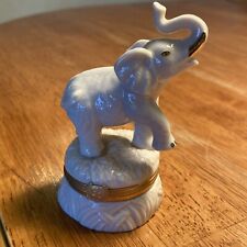 Lenox Treasures Trinket Box The Good Luck Elephant Box with Gold Charm Trinket picture