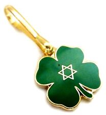 Jewish Lucky Four Leaf Clover Star of David Jacket Bag Purse Zipper Pull Clip picture