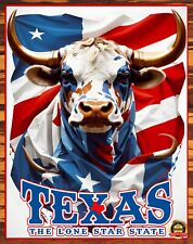 Texas - The Lone Star State - Patriotic Longhorn - Metal Sign 11 x 14 picture