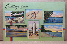 Greetings from Hayward Wisconsin Multiview Vintage Linen Postcard picture