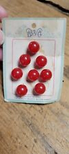 8 Nice 1930s 1940s Vintage Round Red Bakelite Button Lot NOS On Old CARD picture