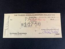 The Toledo Angola & Western Railway Company Check 1950 picture