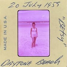 Vintage 35mm slide 1959 Woman Daytona Beach Florida Kodak Ektachrome Slide picture
