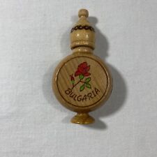 Vintage Small Wooden Perfume Bottle Folk Art Hand Painted Bulgaria Lidded picture