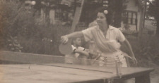 5G Photograph Pretty Woman Playing Ping Pong Hilltop Lodge 1930's 5x7 picture