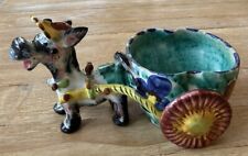 Vintage Planter Pottery Italy Donkey Pulling Cart Ceramic picture