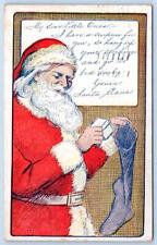 1915 SANTA CLAUS STOCKING LETTER TO CHILDREN GO TO BED EARLY CHRISTMAS POSTCARD picture