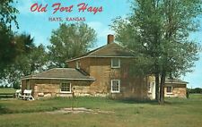 Dunlap Kansas, Old Fort Hays Blockhouse, State Historic Site, Vintage Postcard picture