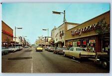 c1950's Walgreen Business District Street Classic Car Kenosha Wisconsin Postcard picture
