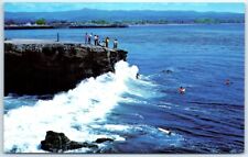 Postcard - Surfing at Santa Cruz - Wharf & Boardwalk in Background, California picture