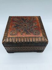 vintage hand carved wooden jewelry box Trinket Box Boho Decor picture