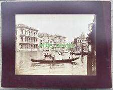 LARGE ca.1880s VENICE, Italy GONDOLAS & Gondaliers on Canal Cab. PHOTO picture
