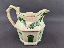Antique 1800s Drabware Green Cottage Jug Pitcher English Staffordshire, crazing picture