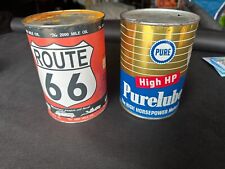 Pure Purelube High HP Motor Oil Quart Can Pure Oil Co + Route 66 Oil Can Remake picture