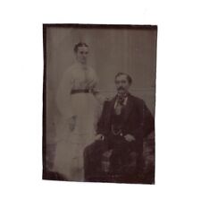 c1860s Dapper Man Woman Beautiful Couple Romantic 1/6 Plate Tintype Photo picture