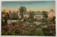 NY Postcard LI Southampton Sunken Garden Bayberry Land Sabin home hand-colored picture