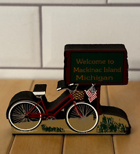SHELIA'S COLLECTIBLES WELCOME SIGN & BIKE STAND WOOD SHELF SITTER IN ORIG POUCH picture