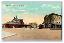 c1910's Erie R.R Railroad Trolley Train Depot Station Port Jervis NY Postcard picture
