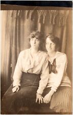 Two Affectionate Girls Sapphic Lesbian Portrait Gay Interest 1910s RPPC Photo picture