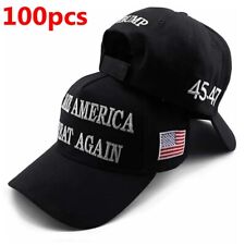 100pcs Trump 2024 MAGA Black Hat 45-47 Baseball Cap Make America Great Again picture
