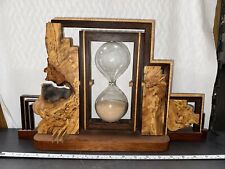 Vintage Wooden Hourglass MCM Clock Sand Timer Hand Carved Driftwood 1HR (A17) picture