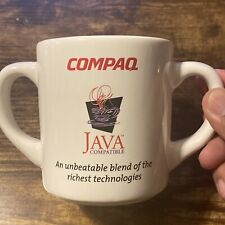 Compaq Computer Javascript Double Handle Coffee Cup Mug GEEK NERD RETRO 90s picture
