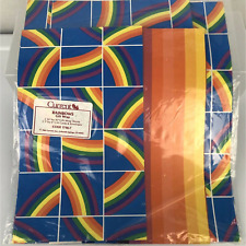 VTG Current Gift Wrap “Rainbows” Blue Squares Open Scrap No Cards Pride 1982 USA picture