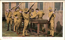 Postcard World War 1 Army Life Cleaning Rifles Divided Back 1907-1917 picture