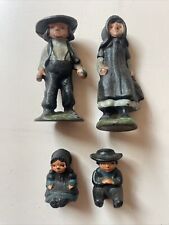 Vintage Cast Iron Amish Family Figurine Set of 4 Mini Shelf Sitters and Figures picture