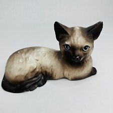 Vintage Handarbeit Ceramic Cat Figurine Laying Lying Down Solid Pottery Siamese picture