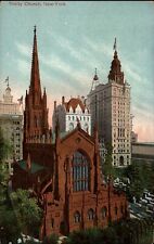 New York NY Trinity Church ~ c1910 vintage postcard  sku725 picture