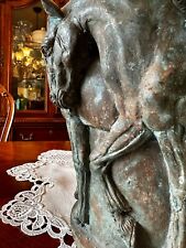 Vintage Original Large Patinated Bronze Horse Vase 1950`s Equestrian Detailed picture