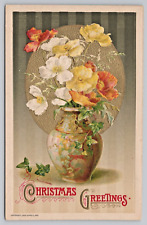 Postcard John Winsch Christmas Greetings 1910 Embossed Poppies Vase Gold Foil picture