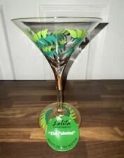Lolita Hand-Painted Martini Palmtini Glass Recipe on Bottom Palm Tree picture