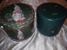 PARTYLITE 3 WICK BLUE CANDLE #2997 WITH SANTA TIN 5