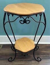 LONGABERGER Wrought Iron Generations End Table Stand with 2 Wood Shelves picture