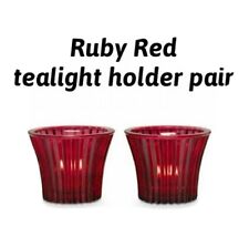 Partylite Ruby Red Tealight Holder Pair New In Box picture