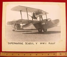 VINTAGE PHOTOGRAPH SUPERMARINE SEAGUL V WWII RAAF RAF AIRPLANE BIPLANE SEAPLANE picture