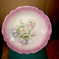 Large Antique Germany Ceramic Serving Bowl Peonies ￼Roses Cottage Chic ￼ picture
